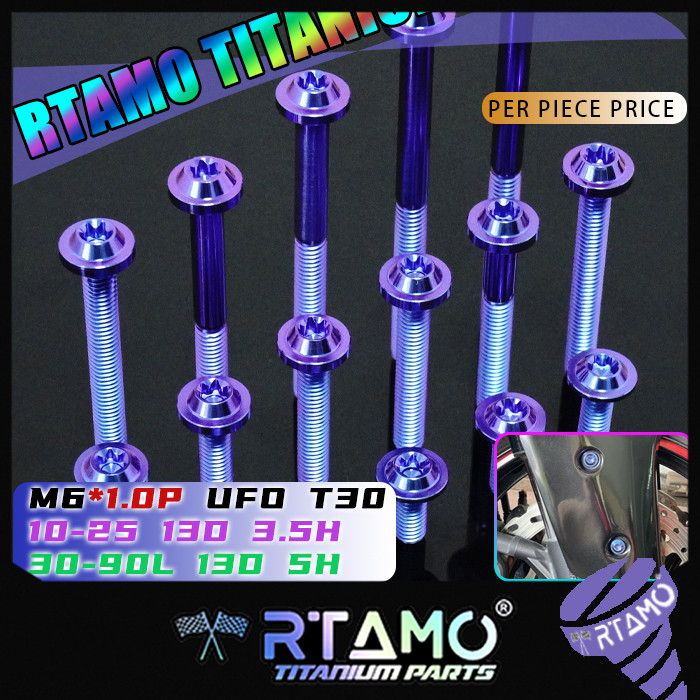 RTAMO Titanium Gr5 M6(#10)x10-90L 13D 3.5H 5H T30 UFO Head