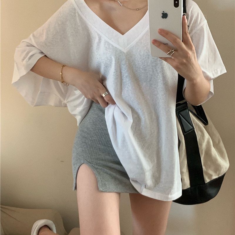 เสื้อยืดแขนสั้นผู้หญิงmmv Summer2025 สไตล์เกาหลียอดนิยมยอดนิยมยอดนิยมยอดนิยมยอดนิยมฤดูร้อนฤดูใบไม้ร่