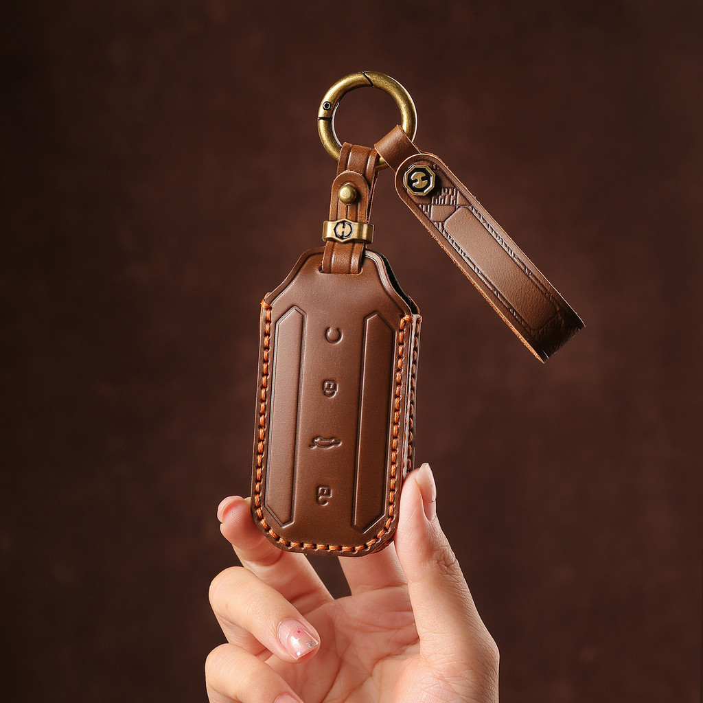 Jaecoo 5ev ฝาครอบกุญแจรถเฉพาะเหมาะสําหรับ jaecoo ev5 j5ev jev jev5 เคสกุญแจหนังแท้ Handmade กระเป๋าห
