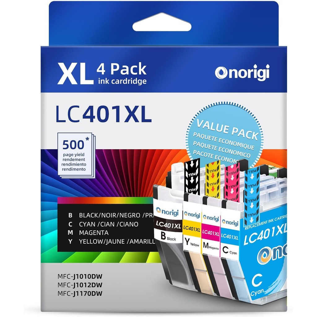 LC401XL ตลับหมึกผลผลิตสูงสําหรับ Brother LC401 LC401XL ตลับหมึกทํางานร่วมกับ Brother MFC-J1010DW MFC