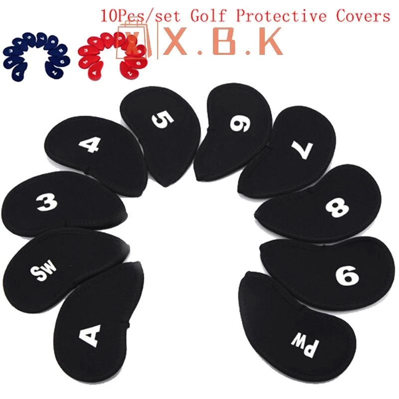 HSTH 10 ชิ้น Neoprene Golf Club Putter Cover Wedge Iron ป้องกัน Headcovers ชุด ร้อน