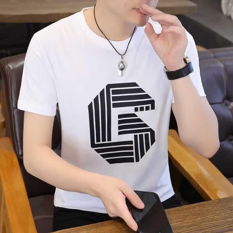 2025 NEW 2025 Short Sleeve T-Shirt Men 2025 Summer New Trendy Brand Clothes Youth T-Shirt Loose Roun