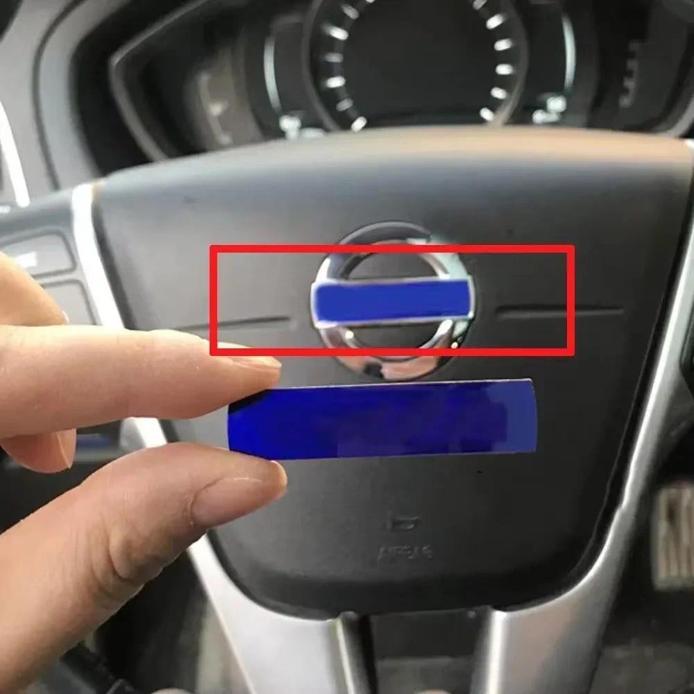 47X11 มม.สีฟ้า Badge สําหรับ Volvo สติกเกอร์พวงมาลัยสติกเกอร์ภายในรถสําหรับ Volvo XC90 V90 S60 XC60 