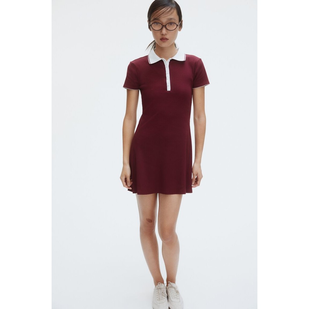 H&M(เอชแอนด์เอ็ม) เดรสโปโลกระโปรงทรงบาน Women Flared-skirt polo dress 1297473_1