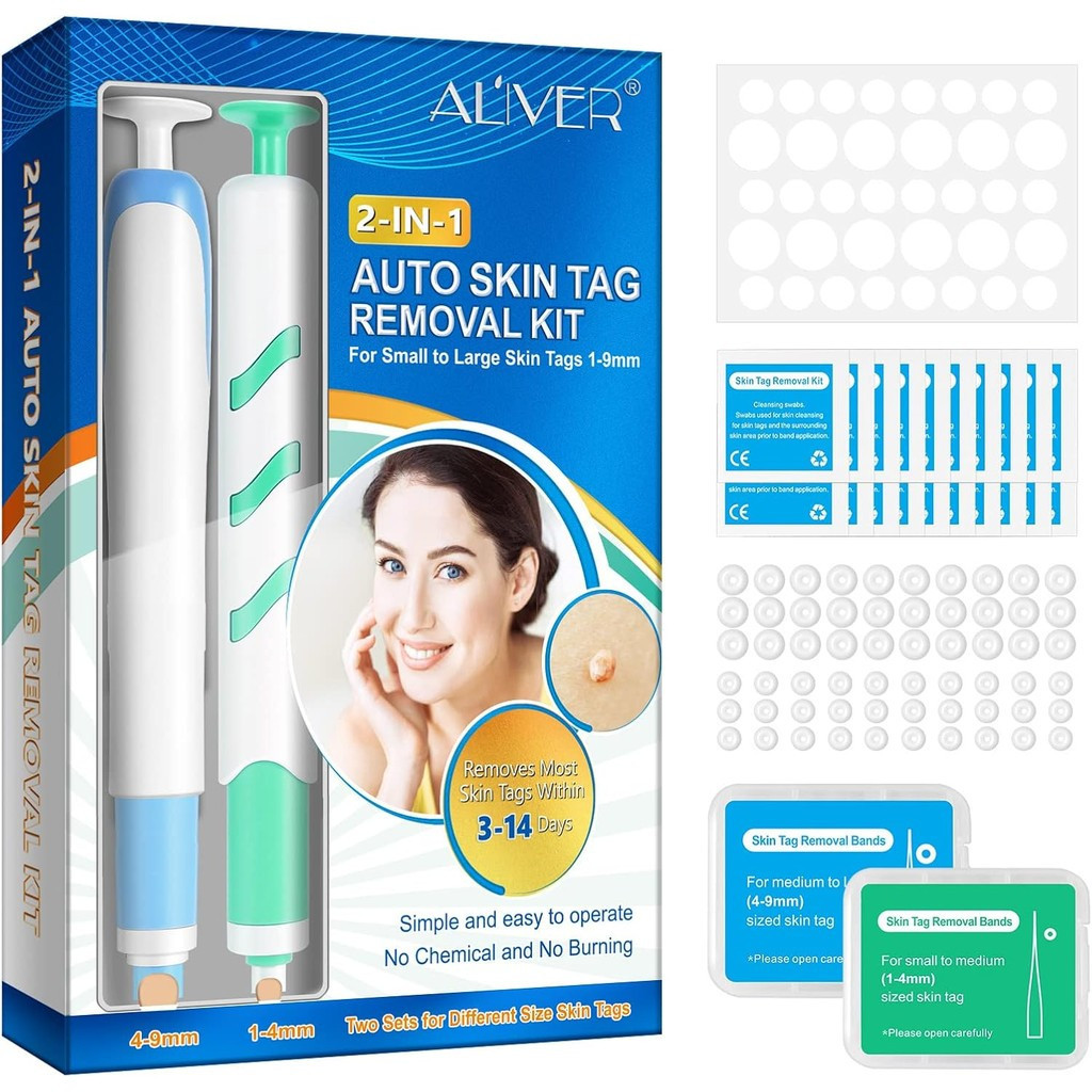Skin Tag Remover, 2-in-1 Auto Skin Tag Removal Kit Skin Tag Removal Pen for Face and Body Fast and E
