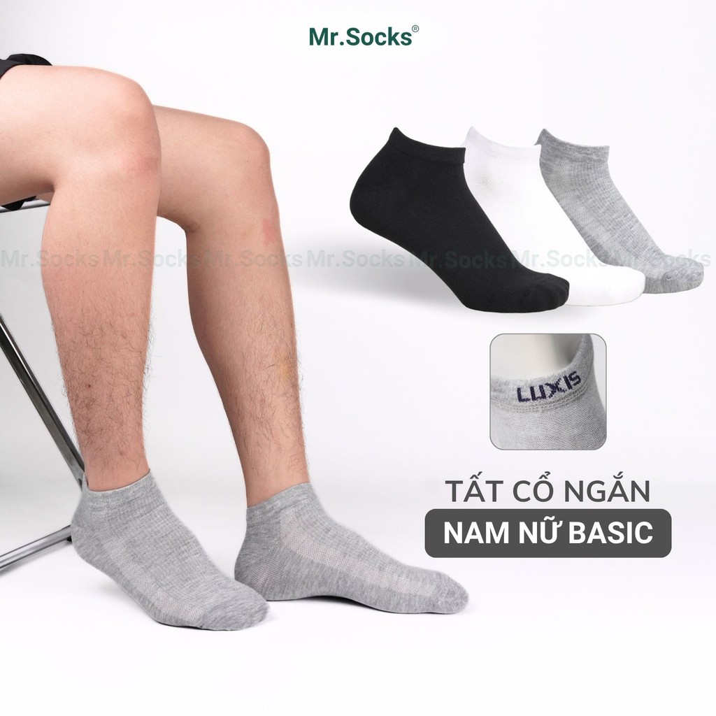 Mr.Socks ถุงเท้าธรรมดาคอสั้นสําหรับผู้ชายและผู้หญิง ถุงเท้าธรรมดาตัดต่ําขั้นพื้นฐานทําจากผ้าฝ้ายเนื้