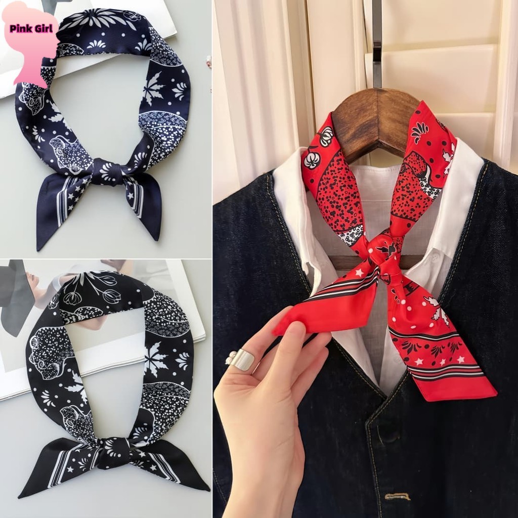 💋Pink girl💋​Sept ผ้าพันคอ ผ้าเช็ดหน้า ลายโบฮีเมี่ยนผ้านิ่ม สีสดใส ทันสมัยและใช้งานได้หลากหลาย' VO-45