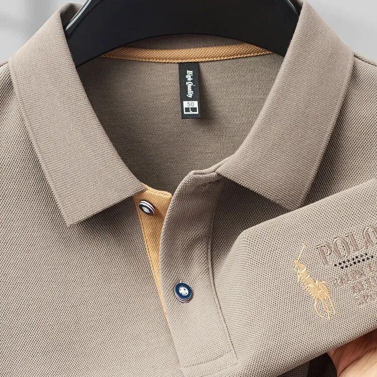 ปักเสื้อโปโลปกแขนสั้นธุรกิจเสื้อยืดลําลองคอปกพ่อโปโลเสื้อยืดแขนสั้นผู้ชายระดับไฮเอนด์ 10.3 TG