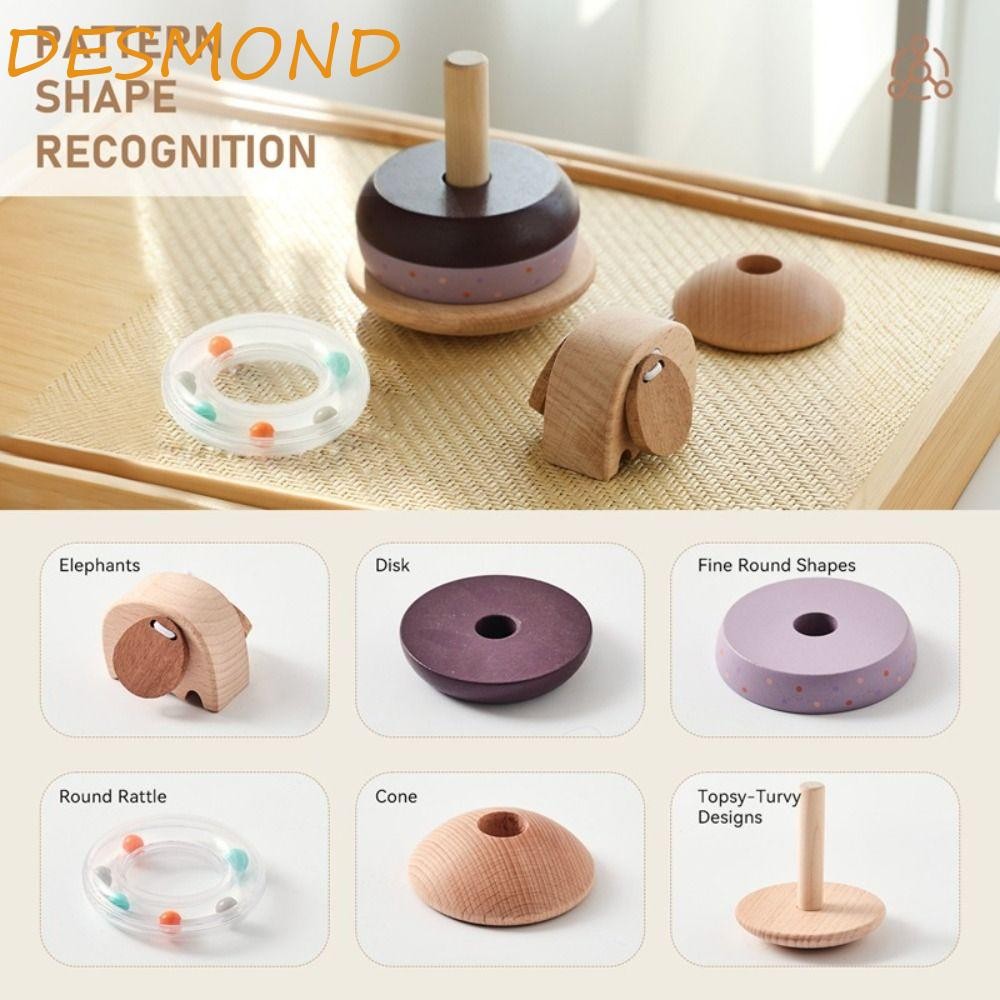 DESMND สัตว์บล็อกของเล่นเพื่อการศึกษา, Stack ไม้ Baby Pole Stack ของเล่น, Senses Grasp Ferrule Monte