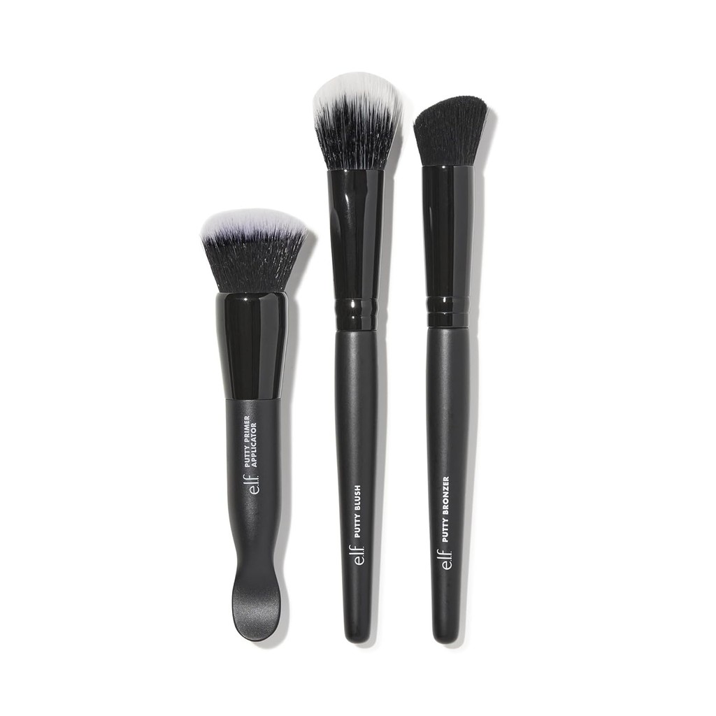 Elf Putty Tools Trio, ชุดแปรงแต่งหน้า 3 หน้าสําหรับผลิตภัณฑ์ฉาบ ช่วยให้คุณได้อย่างง่ายดาย Blend Putt