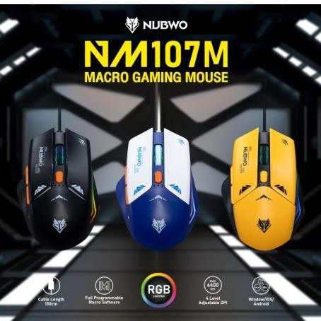 NUBWO NM107M เมาส์เกมมิ่ง RGB ปรับ DPI ได้สูงสุด 8,000 พร้อมซอฟต์แวร์ Macro ปรับแต่งได้ละเอียด