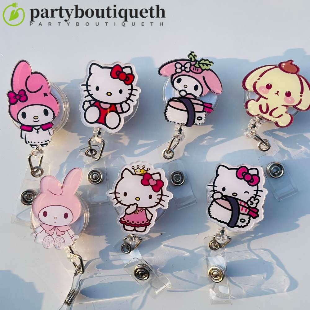 PART Retractable Badge Reel, My Melody Cinnamoroll ID Card คลิป,อุปกรณ์สํานักงาน Pochacco Easy ดึงหั