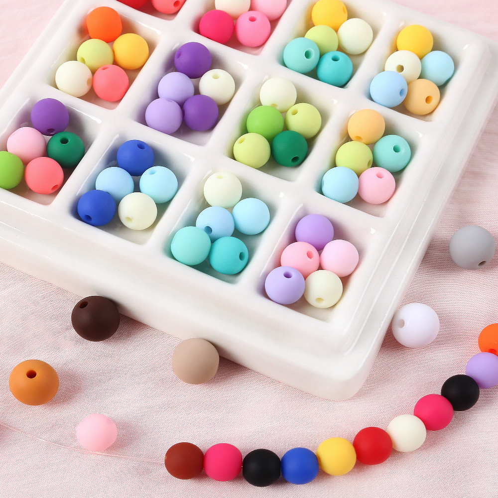 สร้อยข้อมือ DIY จากลูกปัดสียืดหยุ่นอะคริลิค 8/10 มม., Macaron Matte Frosted, เหมาะสำหรับทำเป็นเครื่องประดับ
