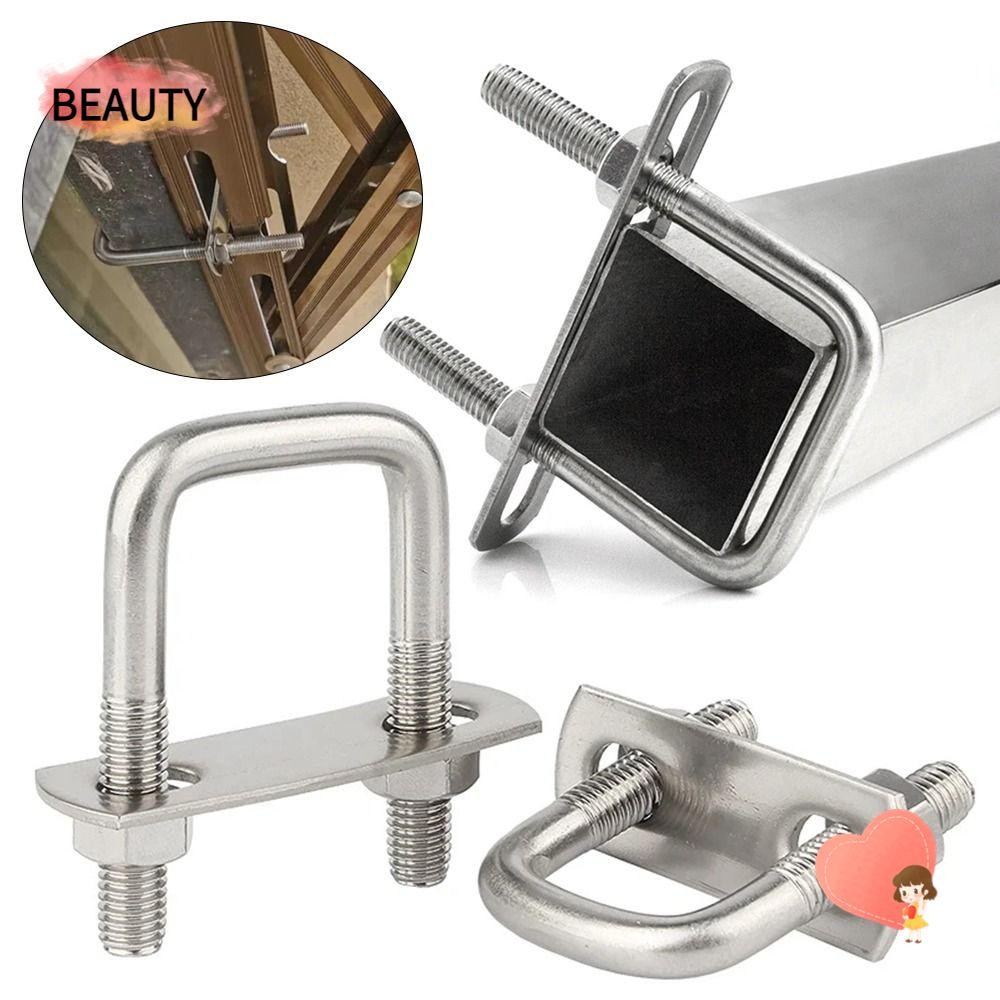 BEAUTY 2 ชุดแคลมป์สี่เหลี่ยมพร้อมท่อสกรู Baffle U-clamp มุมขวา U-bolt M6 Iron Squa Bolt