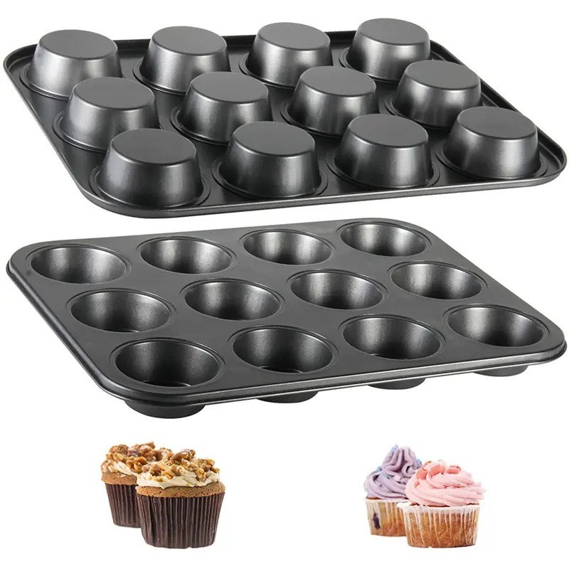 6/12 Cups Square Cupcake Pan Muffin Tray Cupcake Mold Muffin Pan Carbon Steel Baking Pan Non Stick B