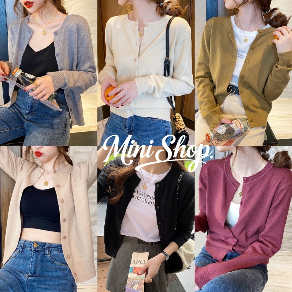 Mini shop🌸(C286)7 สี เสื้อคลุมคาร์ดิแกรนแขนยาว ผ้าไหมพรม สีสดใส คาวาอี้ ใส่ได้ทุกวัน คาร์ดิแกนไหมพรม
