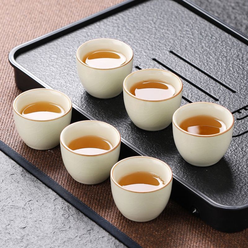 แปดแพ็ค Ru เตาเผา Ge เตาเผาเปิด Slice ถ้วยชา Master ถ้วยชาเซรามิคถ้วยชาขนาดเล็ก Anti-scalding ชุดชาถ