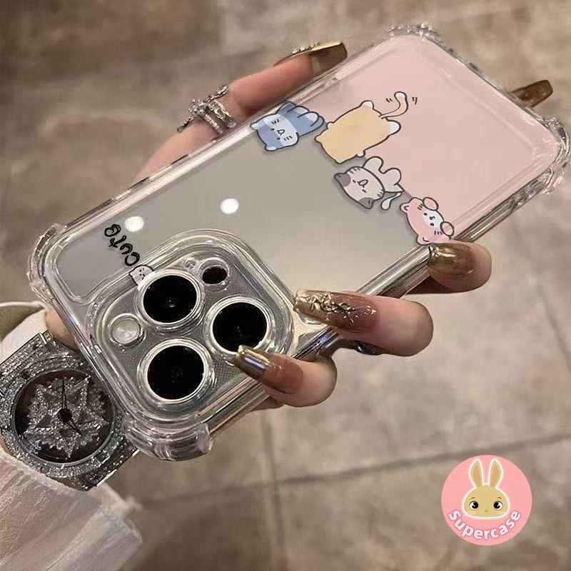 แมวน่ารักสี่มุมเคสโทรศัพท์สําหรับ iQOO Z11 Z10 Z10R Z10X Z9 Turbo Z9X Z9S Z8 Z8X Z7 Z7X Z7i Z6 Pro L