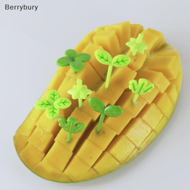 Berrybury 8pcs ผลไม้ Vork Tandenstoker Bladeren Salade Tiny Vork Mini เค้ก Picks สําหรับเด็กใหม่