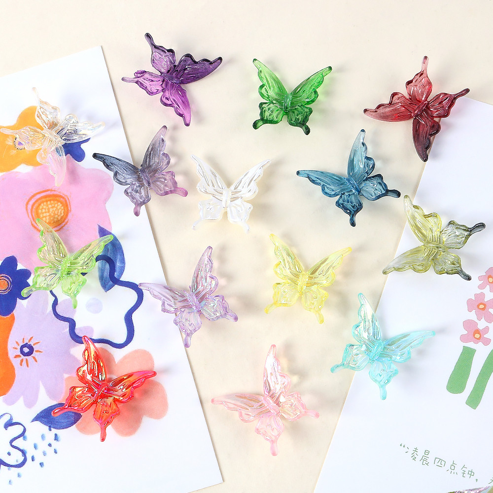10 ชิ้น/ล็อต 25x25 มม.อะคริลิค Multicolor ผีเสื้อลูกปัดหลวม Spacer ลูกปัดสําหรับเครื่องประดับทํา DIY สร้อยคอสร้อยข้อมืออุปกรณ์