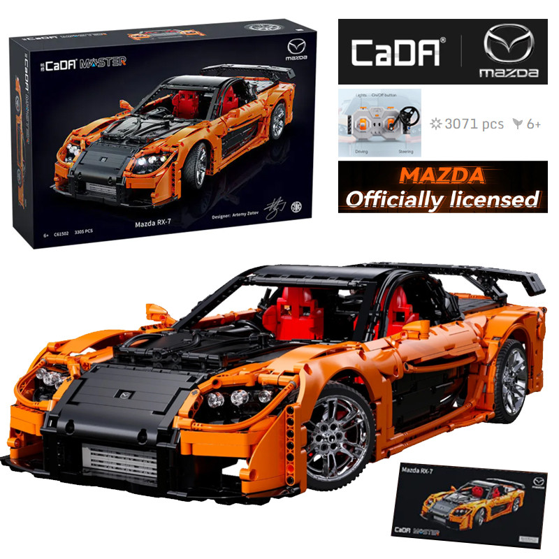 CaDA Master 1:8 Hans Mazda RX-7 VeilSide Fortune C61502 (1832 pcs) Building Blocks รีโมทคอนโทรล CarToy ของขวัญ