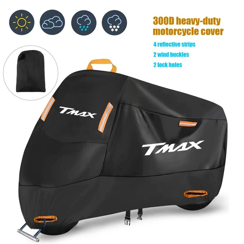 ฝาครอบรถจักรยานยนต์กันน้ํากลางแจ้งสกู๊ตเตอร์ UV Protector ฝุ่นฝนสําหรับ YAMAHA T-Max 500 TMAX 500 560 TMax 530