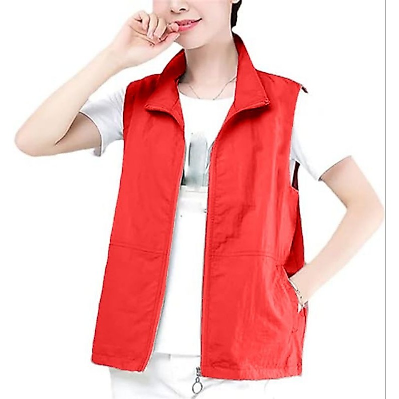 MERAH Womens Vest เสื้อกั๊กร่มชูชีพผู้หญิง Jumbo Size Womens Vest สีแดง