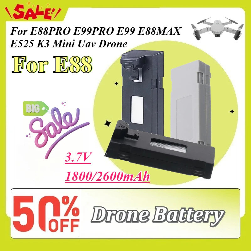 3.7V 1800/2600mAh Drone อะไหล่แบตเตอรี่สําหรับ E88 E88PRO E99PRO E99 E88MAX E525 K3 Mini Uav Drone แ