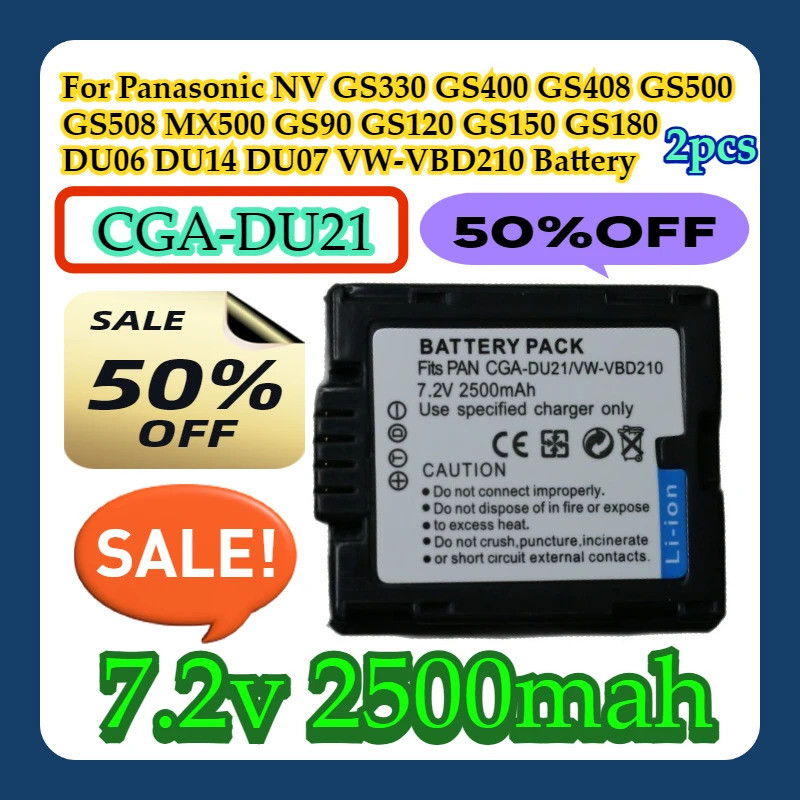 2pcs สําหรับ Panasonic NV GS330 GS400 GS408 GS500 GS508 MX500 GS90 GS120 GS150 GS180 CGA-DU21 DU06 D
