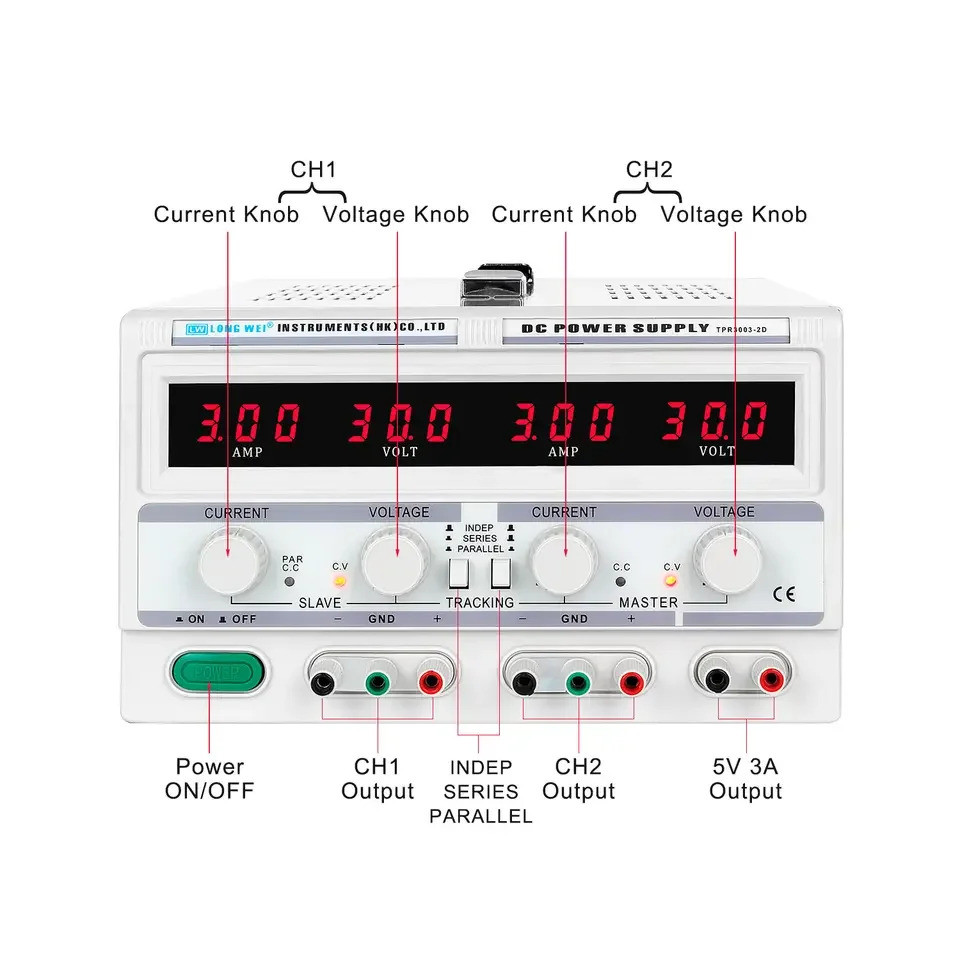 Professional TPR3003-2D ปรับ Digital Dual Power Supply 30V 3A ห้องปฏิบัติการอุตสาหกรรม 30V 3A สามช่อ