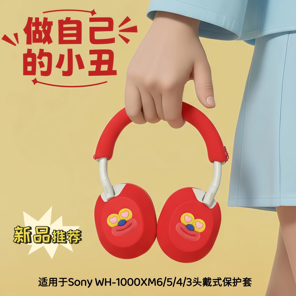 เหมาะสําหรับ Sony/Sony WH-1000XM5/6 ชุดหูฟังตัดเสียงรบกวนบลูทูธซิลิโคนป้องกันกรณี Clown Expression W