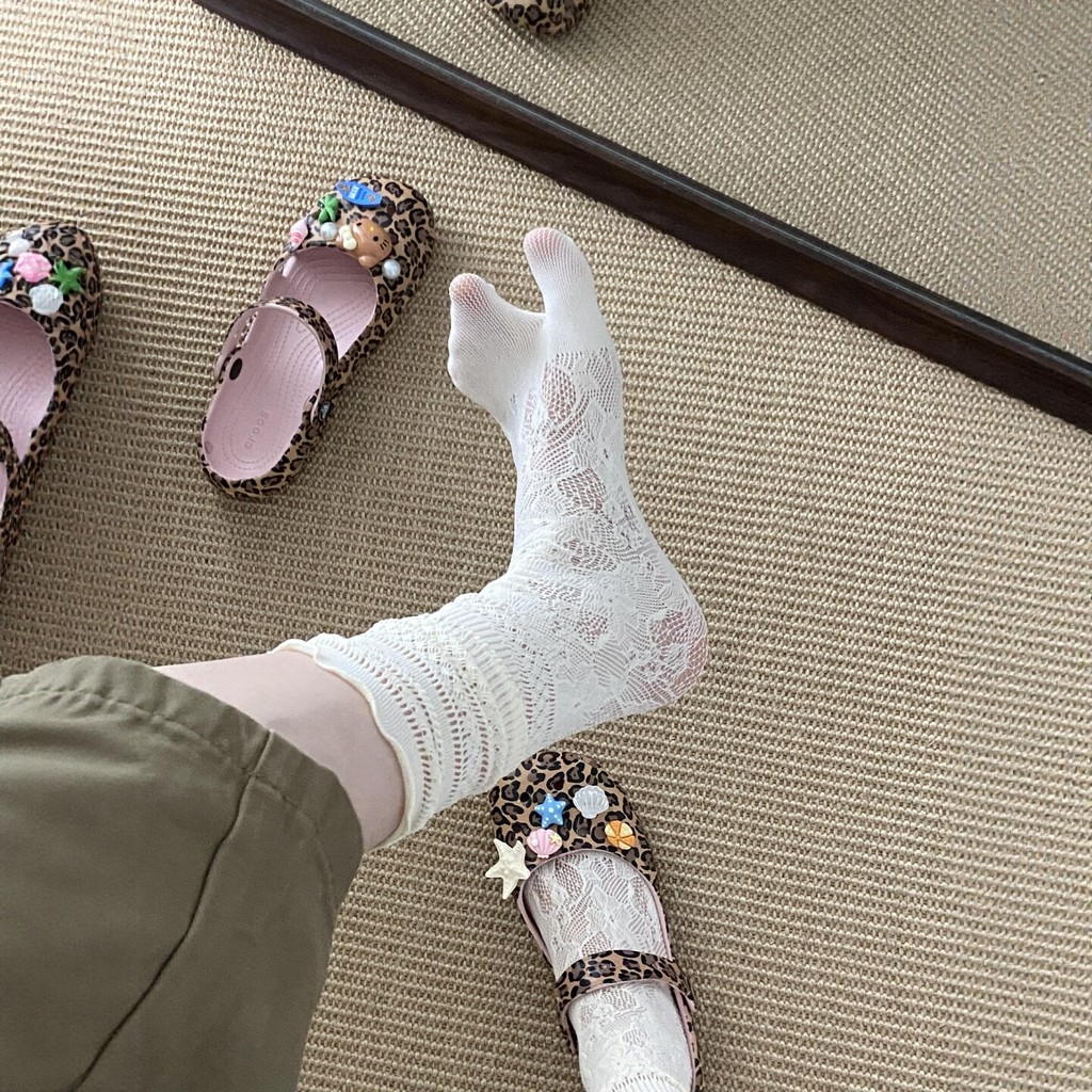 Tabi Summer Hollow Mesh Lace Fashion Split Toe Socks Women