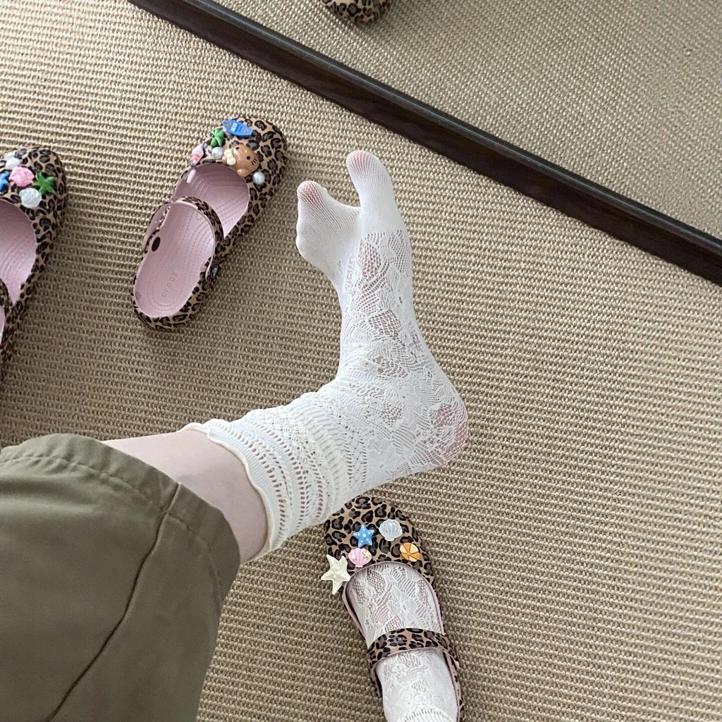 Tabi Summer Hollow Mesh Lace Fashion Split Toe Socks Women