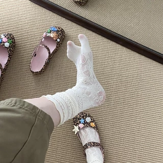 Tabi Summer Hollow Mesh Lace Fashion Split Toe Socks Women