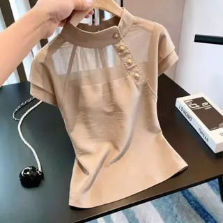 ฤดูร้อนใหม่อารมณ์แฟชั่นแขนสั้นเสื้อยืดด้านบน