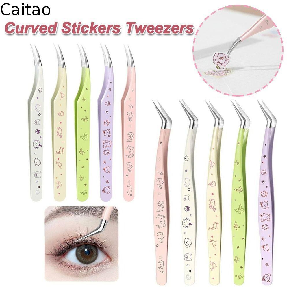 CITATH Lashes Extension Tweezer, Anti-static พร้อมหนังแหนบขนตาปลอม, Professional สแตนเลสการ์ตูนความแม่นยําสูง Eyelash Curler Extensions Grafting
