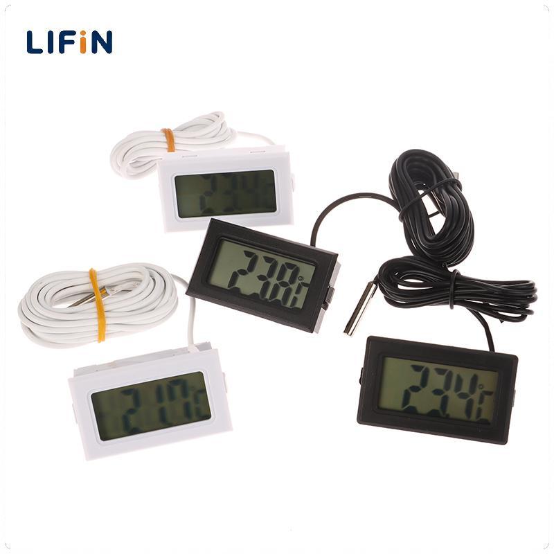 Lifin Mart FY-10เทอร์โมมิเตอร์ดิจิตัล LCD ขนาดเล็ก, เครื่องทดสอบอุณหภูมิในตู้ปลาน้ำในอ่างอาบน้ำ