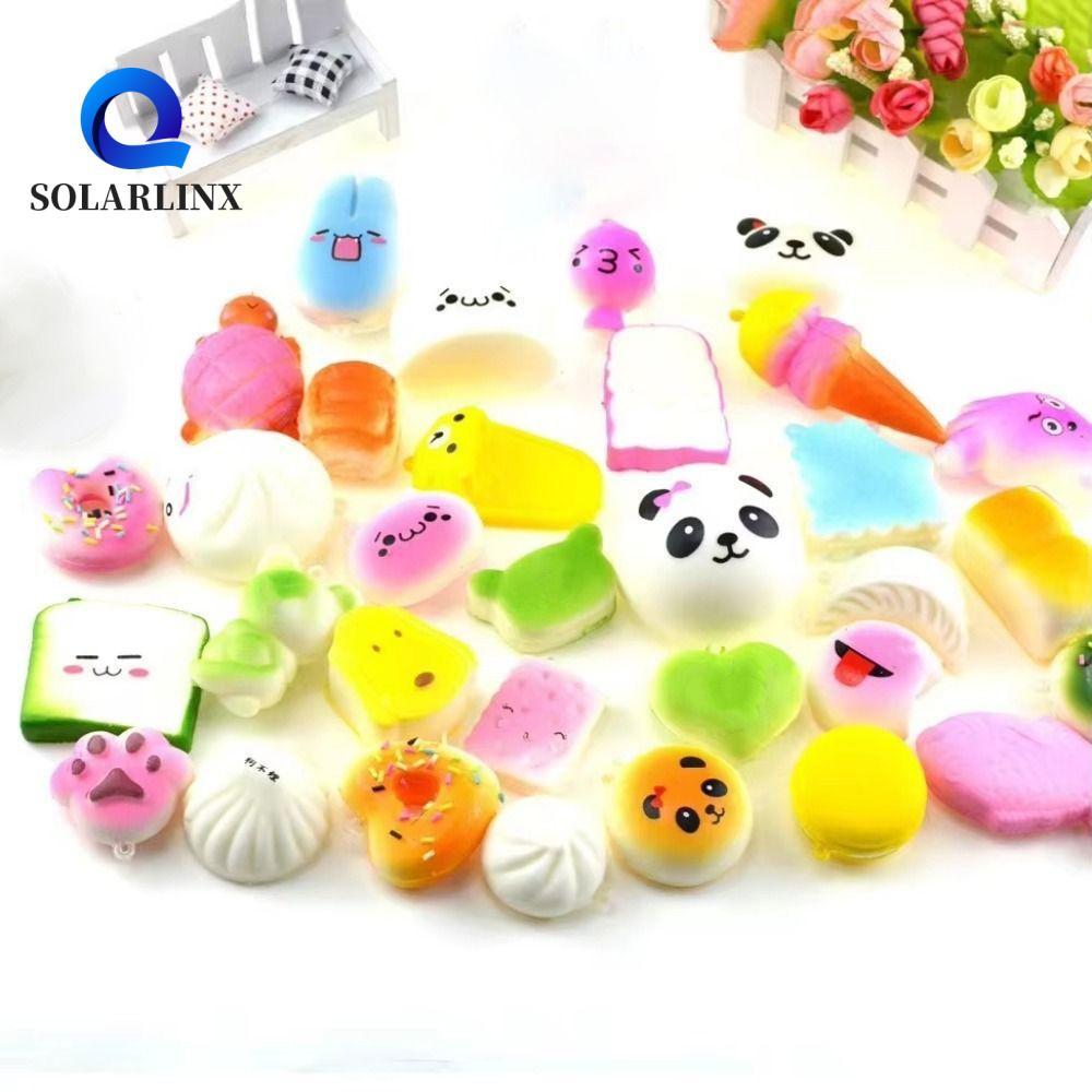 SOLARLINX ของเล่นขนมปังนุ่ม, Banana Toast พวงกุญแจน่ารัก Squishes ของเล่น, ขนมปังจําลองสายคล้องโทรศัพท์มือถือ Kawaii Mini ขนาดบีบเค้กเด็กของขวัญ