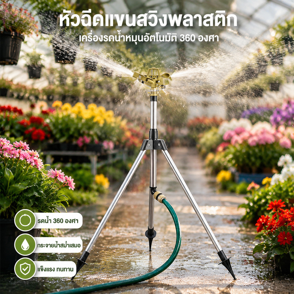 สปริงเกอร์โลหะ 360 องศา สปริงเกอร์รดน้ำ เกลียวนอก 1/2 ผลิตจากโลหะ WP40