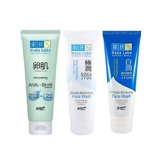 Rakkistore99 (GROSIR) Hada Labo Gokujyun Ultimate Moisturizing Face Wash / Hada Labo Shirojyun Ultimate Whitening Face Wash / Hada Labo Tamagohada Ultimate Mild Peeling Face Wash 100g
