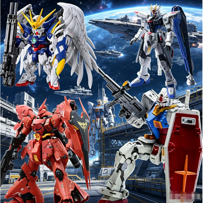 Flying Wing Zero Style RG29-Sazabi RG40-Yuanzu Assembly Desktop Decorative Collection RG MGSD Assembly Model ฟรีนักรบ