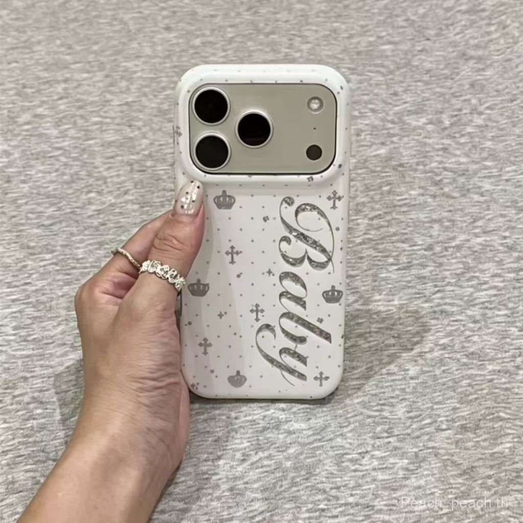 เคสโทรศัพท์ เหมาะสําหรับ iPhone เพชรเงารูปแบบ Polka Dot ภาษาอังกฤษ iPhone17Pro/16/15/14 เคสโทรศัพท์ 