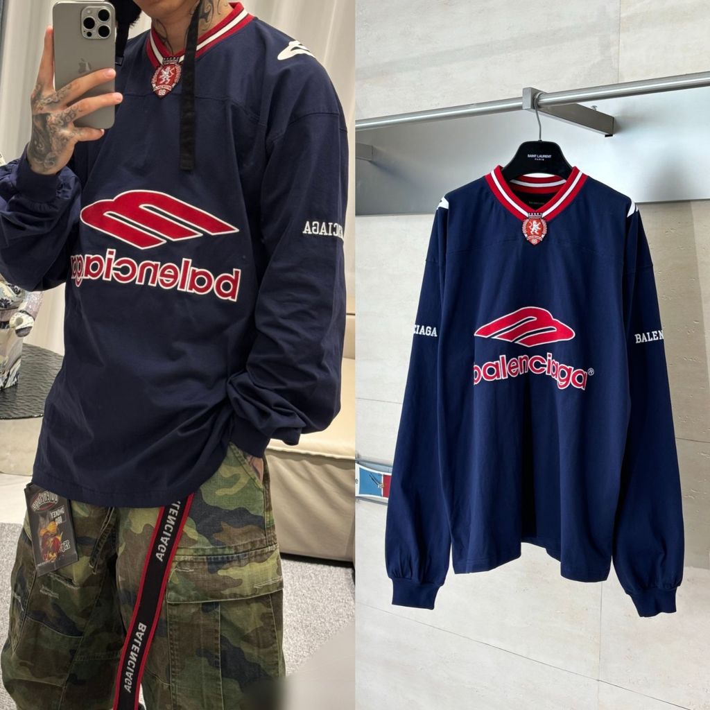 TOB4 BB-LCG * เสื้อยืดฤดูใบไม้ผลิสไตล์ใหม่ Joint Jersey V คอแขนยาวเสื้อยืดผู้ชายผู้หญิง