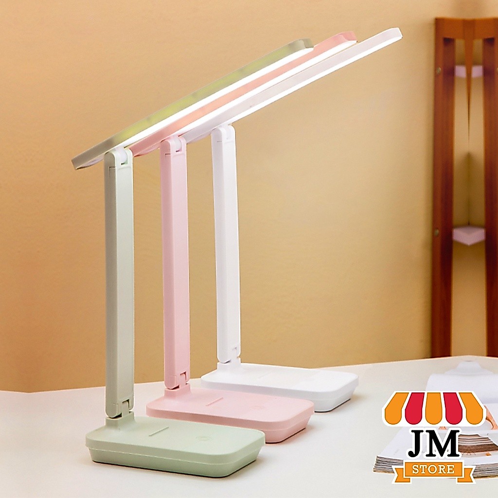 โคมไฟ LED ตั้งโต๊ะ โคมไฟอ่านหนังสือ Lamp desk แบบไร้สาย ชาร์จแบต USB แสงไฟ 3 สี หรี่แสงได้