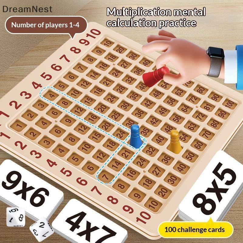 [DreamNest] 99 Multiplication Board Game Smooth Edge Wooden Montessori ของเล่นสําหรับ 3+ เด็ก Early 