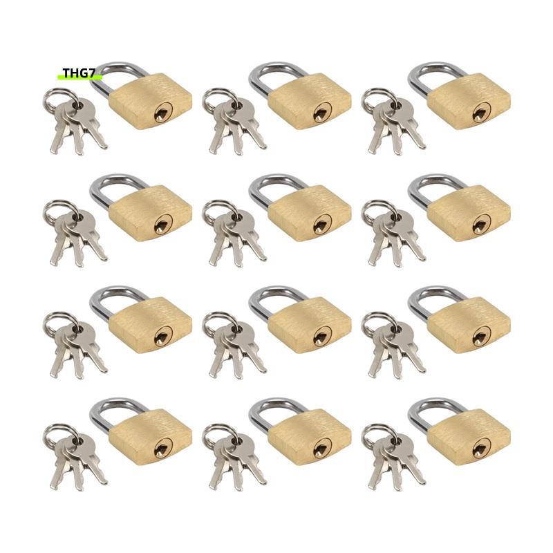 Belinda712 Pack Mini Keylock Small Padlocks ล็อคทองเหลืองแข็งใหม่ทองเหลืองทอง 3 กุญแจสําหรับล็อคกระเ