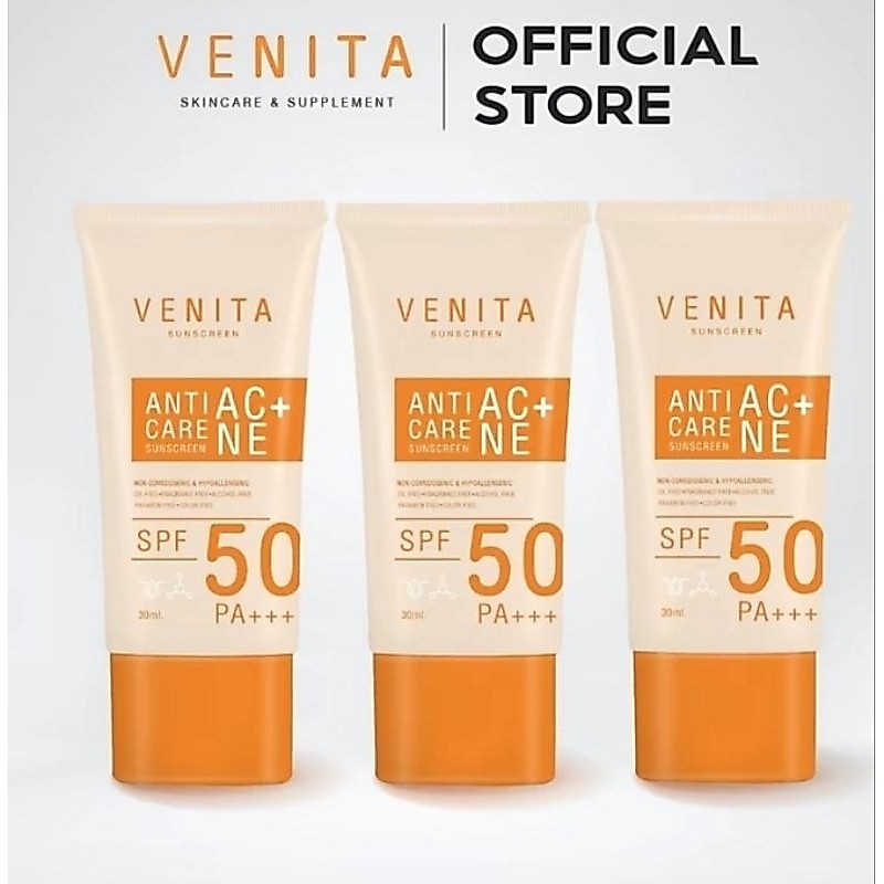 [ 3 หลอด ] กันแดด Venita Anti- care sunscreen SPF 50 /PA + + + 30 ml