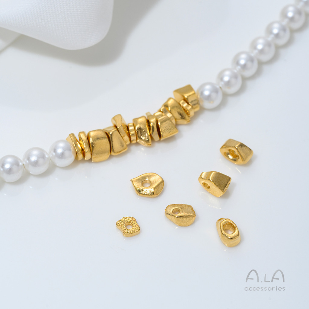 เวียดนามทรายทอง Strong สี Retention รูปพิเศษขนาดเล็ก Broken Gold Spacer ทองแดงชุบทองจริง Spacer ลูกปัด Spacer diy ลูกปัดเครื่องประดับ PXLJ