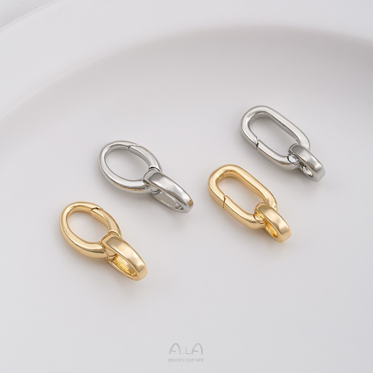 14K Gold-Clad สี-Preserve ยาว O โซ่กุ้งก้ามกรามรูปไข่ 8-ตัวอักษรฤดูใบไม้ผลิ Clasp diy สร้อยคอการเชื่