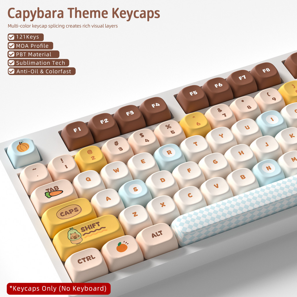 น่ารัก Capybara Keycaps ชุดการ์ตูนสัตว์ออกแบบคีย์บอร์ด PBT KeyCaps MOA โปรไฟล์ Dye-Sublimation สําหร